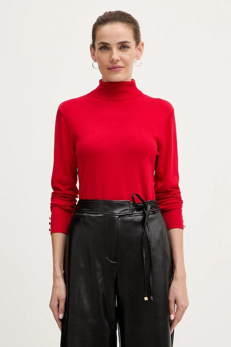 Svetr Morgan dámský, červená barva, s golfem, MFLORIA