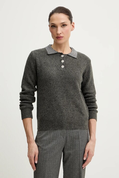 Morgan sweter z domieszką wełny damski kolor szary MSOSI