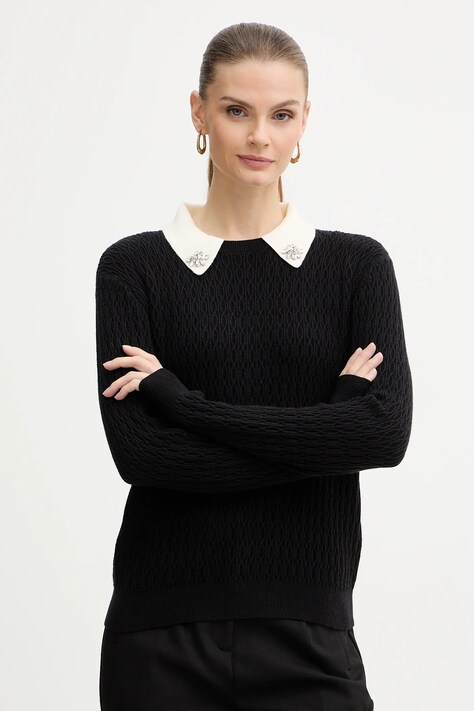 Morgan sweter damski kolor czarny lekki MTORIA