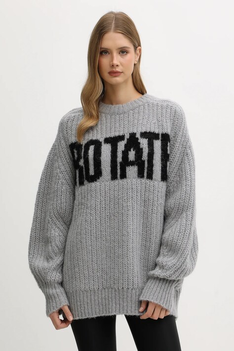 Rotate sweter z dodatkiem wełny damski kolor szary 114641039
