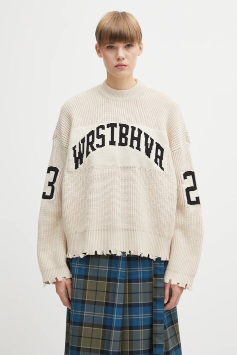 WRSTBHVR sweter Tove damski kolor beżowy z półgolfem U7025OC.3034