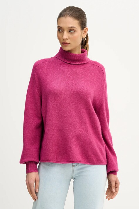 United Colors of Benetton sweter damski kolor fioletowy lekki z golfem 11CZD204F
