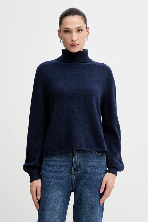 United Colors of Benetton sweter damski kolor granatowy lekki z golfem 11CZD204F