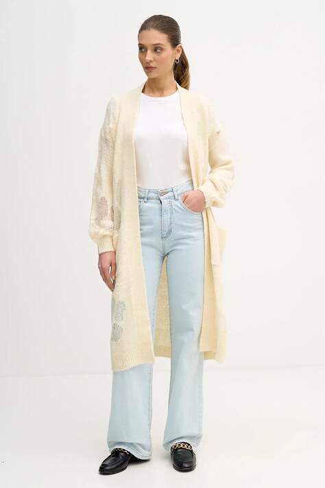 United Colors of Benetton sweter z dodatkiem wełny damski kolor beżowy 18L4EN00J