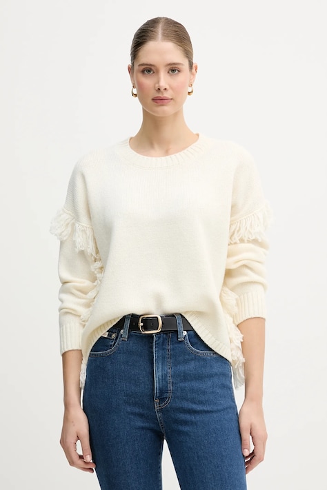 United Colors of Benetton sweter z dodatkiem wełny damski kolor beżowy 191VD10EZ