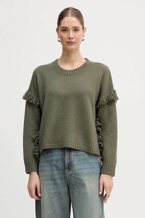 United Colors of Benetton sweter z dodatkiem wełny damski kolor zielony 191VD10EZ