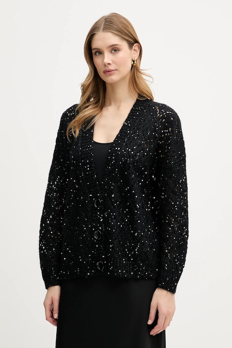 Πλεκτή ζακέτα United Colors of Benetton χρώμα: μαύρο, 1LPRD605A