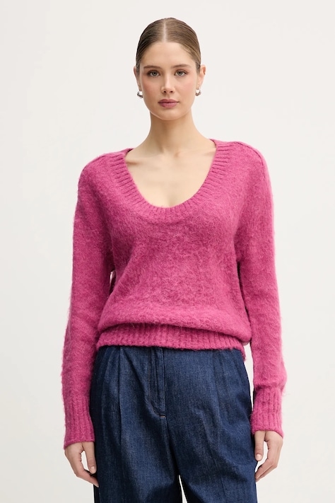 United Colors of Benetton sweter z dodatkiem moheru damski kolor fioletowy 1VAAD10EX