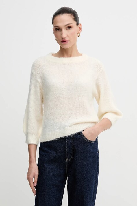 United Colors of Benetton sweter z dodatkiem moheru damski kolor beżowy 1VAAD10F4