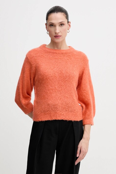 United Colors of Benetton sweter z dodatkiem moheru damski kolor pomarańczowy 1VAAD10F4