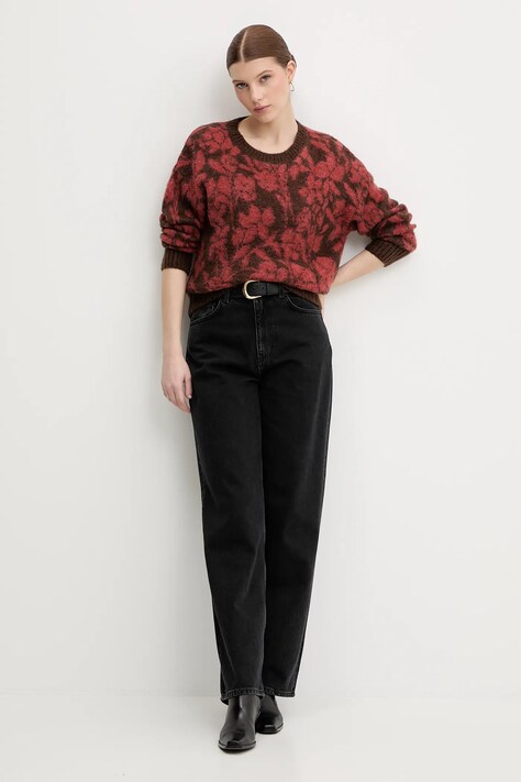 United Colors of Benetton sweter z dodatkiem moheru damski kolor bordowy 1VAAE10F3