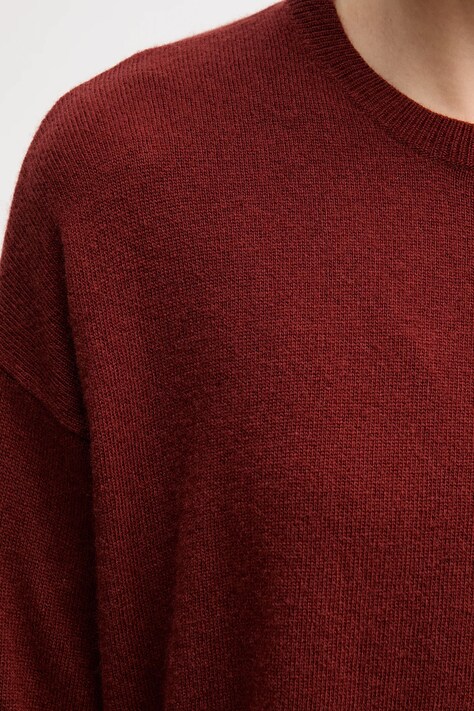 Sisley sweter z dodatkiem wełny damski kolor czerwony lekki 18AYM103K
