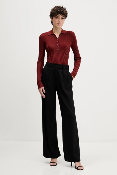 Sisley sweter z dodatkiem wełny damski kolor czerwony lekki 1QNQL300E