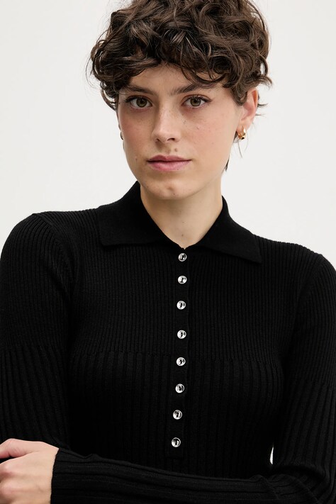 Sisley sweter z dodatkiem wełny damski kolor czarny lekki 1QNQL300E