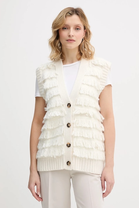 Sisley kamizelka z dodatkiem wełny damski kolor beżowy ciepły 18DLL602X