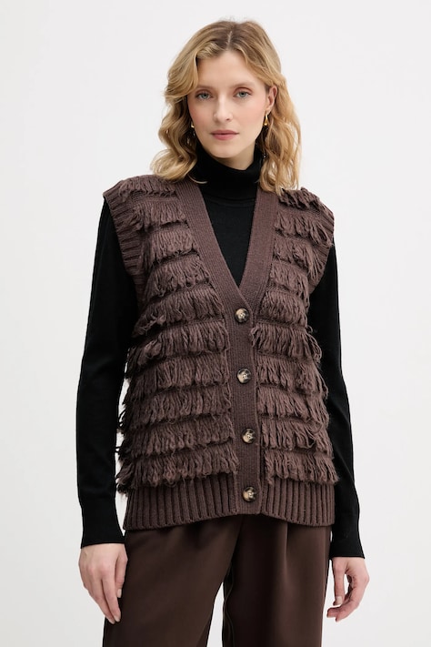 Sisley vestă din amestec de lână culoarea maro, călduros, 18DLL602X