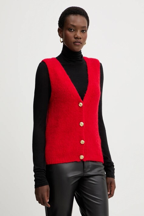 Morgan vestă din amestec de lână culoarea roșu, MROUGE