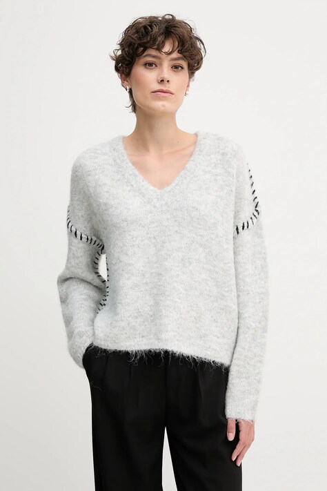 Sandro Ferrone pulover din amestec de lână culoarea gri, S87YBFGAL