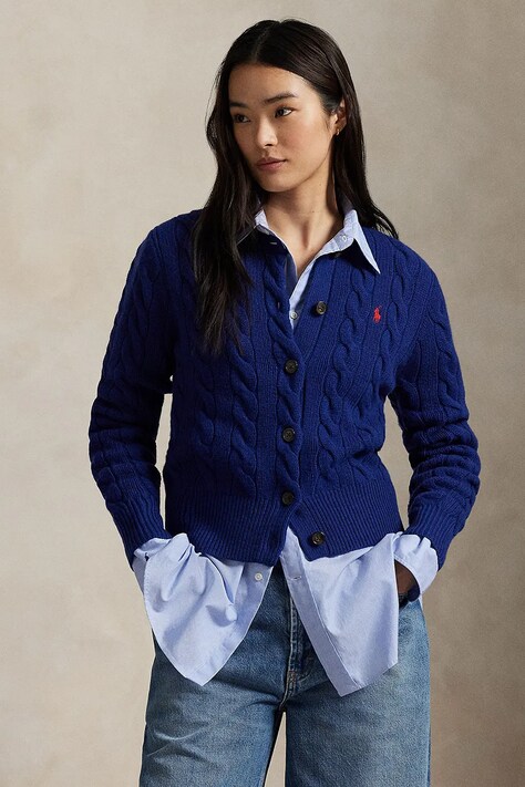 Polo Ralph Lauren cardigan din lana culoarea bleumarin, light, 211972104015