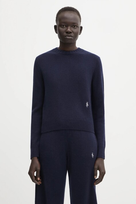 Sporty & Rich sweter wełniany SRC Cashmere damski kolor granatowy WS01264302BL106