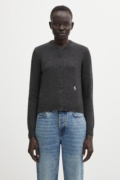 Sporty & Rich kardigan wełniany SRC Cashmere damski kolor szary lekki WS07364302GY11