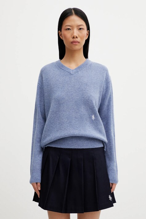 Vlnený sveter Sporty & Rich SRC Cashmere modrá farba, ľahké, WS07666302BL11