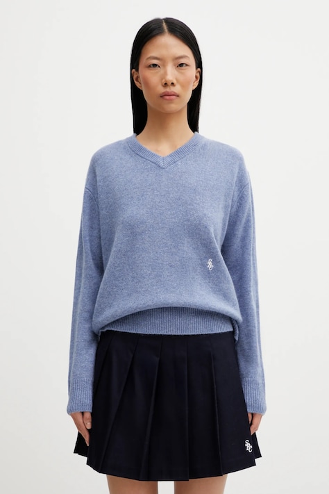 Vlnený sveter Sporty & Rich SRC Cashmere modrá farba, ľahké, WS07666302BL11