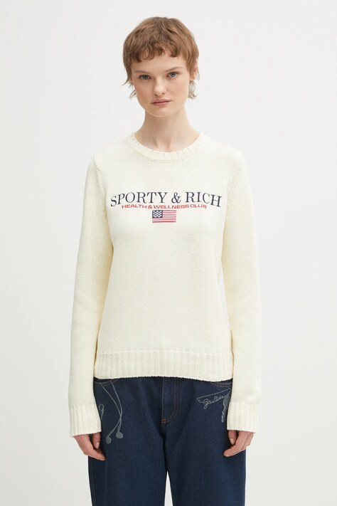 Bavlněný svetr Sporty & Rich S&R Nautical Knitted dámský, béžová barva, WS06563178WH37
