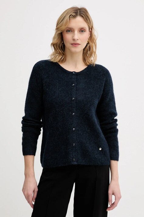 Mos Mosh kardigan z dodatkiem alpaki Almine damski kolor granatowy lekki 158680