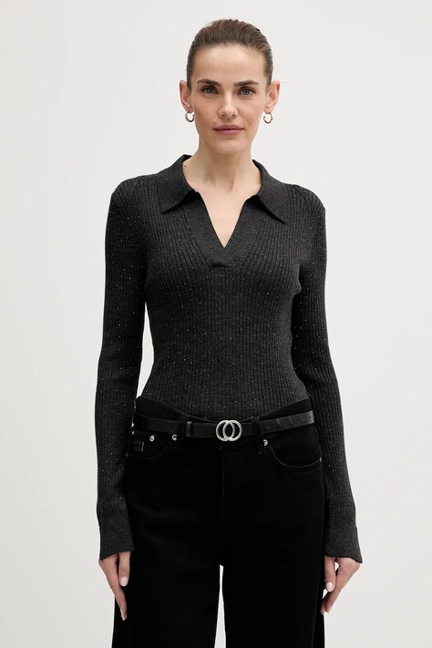 Mos Mosh sweter wełniany Ronika damski kolor szary lekki 175380