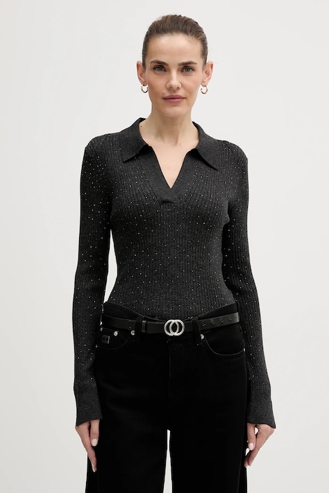 Mos Mosh sweter wełniany Ronika damski kolor szary lekki 175380