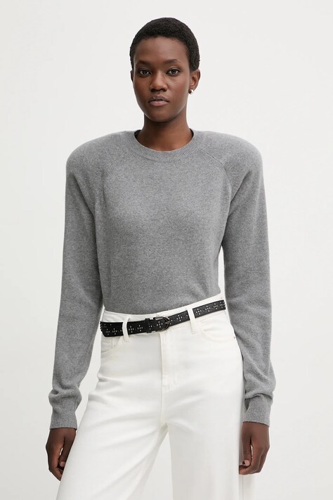 La Mania sweter wełniany ELLA damski kolor szary lekki ELLA