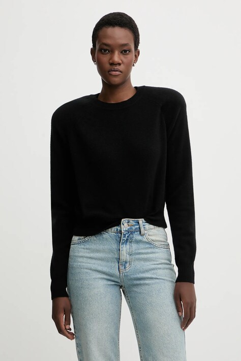 La Mania sweter wełniany ELLA damski kolor czarny lekki ELLA