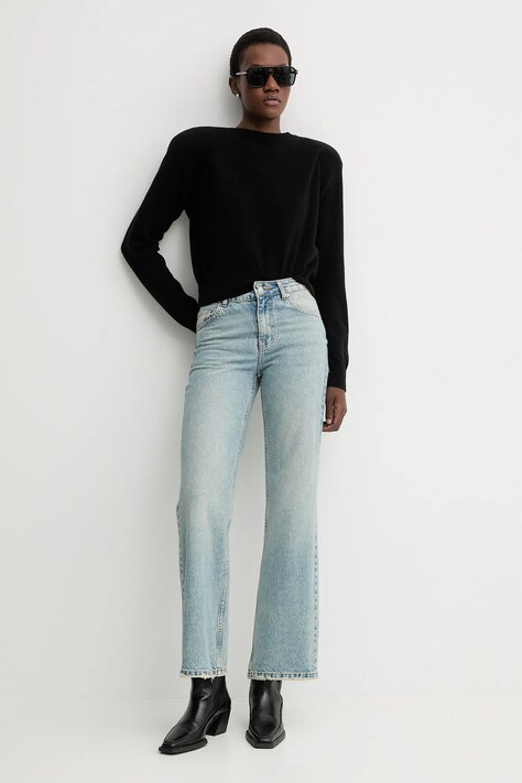 La Mania sweter wełniany ELLA damski kolor czarny lekki ELLA