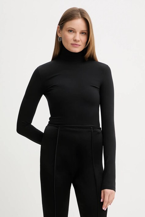 Nanushka longsleeve ANONA damskie kolor czarny z golfem NW25FWTP31676