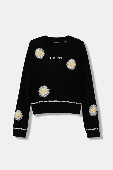 Guess sweter z domieszką wełny dziecięcy kolor czarny lekki J5YR10 Z0110