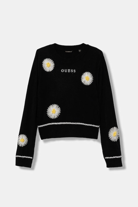 Guess sweter z domieszką wełny dziecięcy kolor czarny lekki J5YR10 Z0110