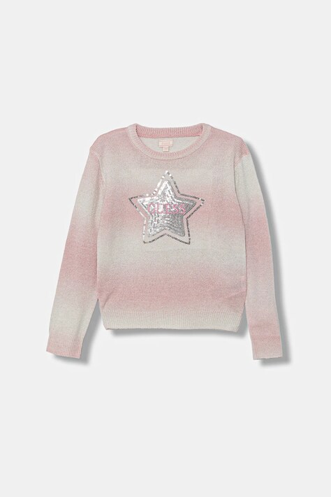 Guess sweter z domieszką wełny dziecięcy kolor różowy lekki K5YR07 Z3OQ0
