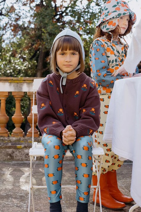Tinycottons kardigan dziecięcy FLOWERS CARDIGAN kolor brązowy AW25-101