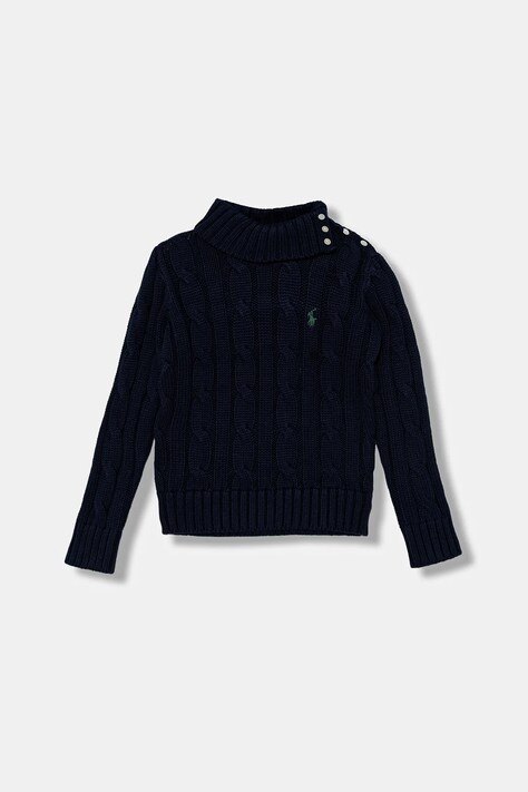 Polo Ralph Lauren sweter bawełniany dziecięcy kolor granatowy ciepły 313978862001