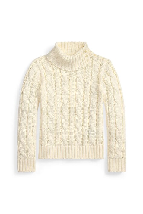 Detský bavlnený sveter Polo Ralph Lauren biela farba, 313978862002