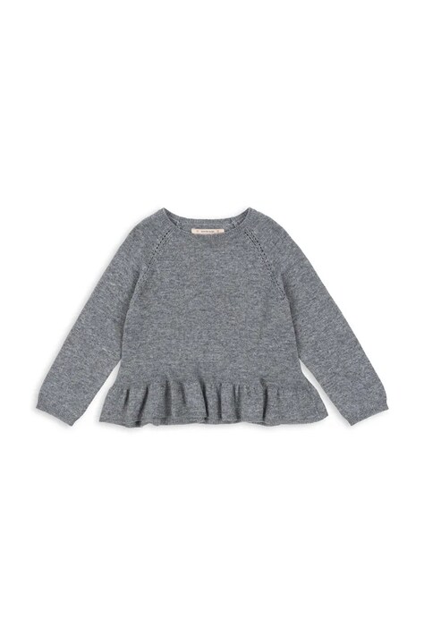 Konges Sløjd sweter z dodatkiem kaszmiru CATHY KNIT SWEATER kolor szary lekki KS103748