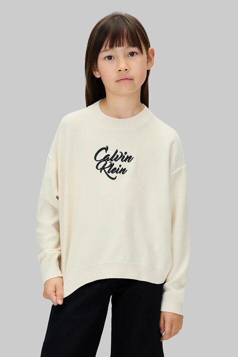 Дитячий светр Calvin Klein Jeans колір бежевий легкий IG0IG03026