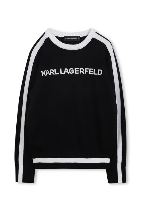 Karl Lagerfeld sweter z domieszką kaszmiru dziecięcy kolor czarny lekki Z30936