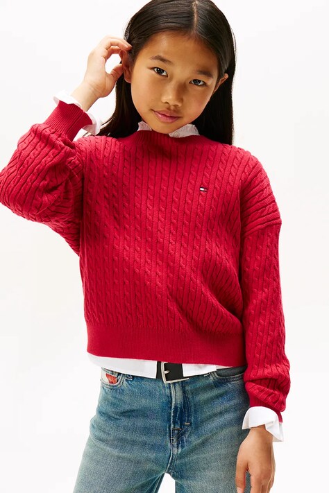 Дитячий бавовняний светр Tommy Hilfiger колір рожевий KG0KG08848