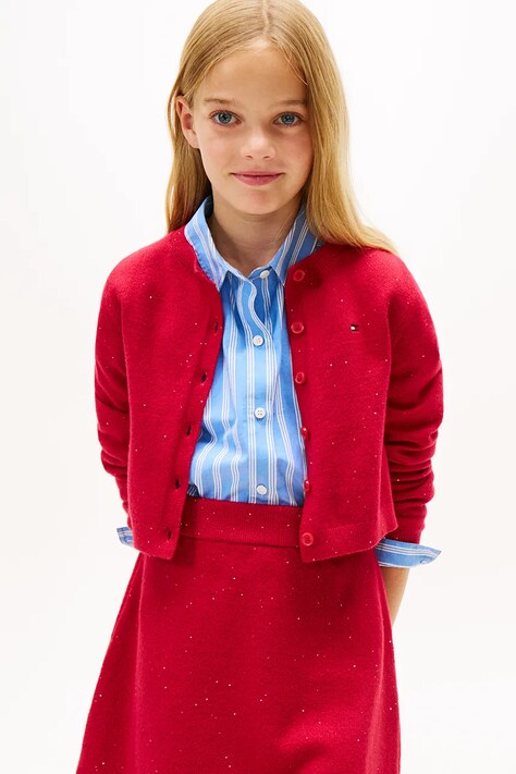 Детский кардиган Tommy Hilfiger цвет розовый лёгкий KG0KG08852