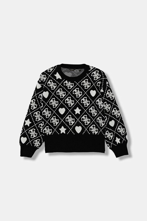 Guess sweter z domieszką wełny dziecięcy kolor czarny lekki J5BR02 Z3K10