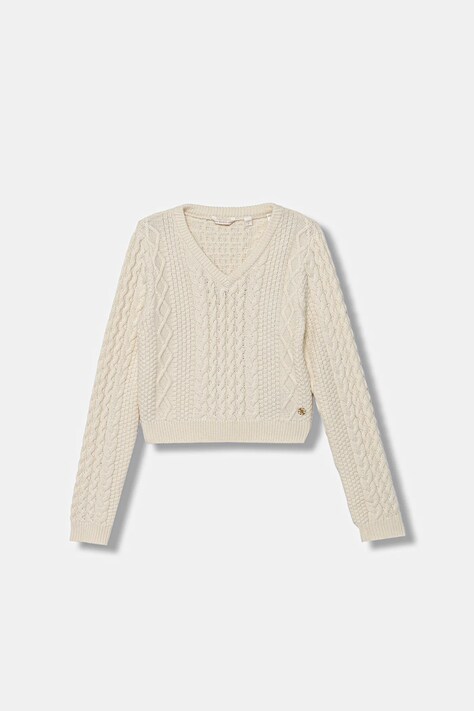 Guess sweter z domieszką wełny dziecięcy kolor beżowy ciepły J5BR14 Z37L1