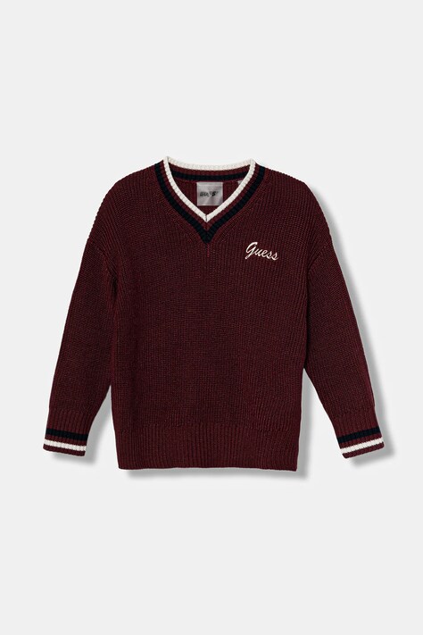 Guess sweter z dodatkiem wełny dziecięcy kolor bordowy J5BR23 Z1152