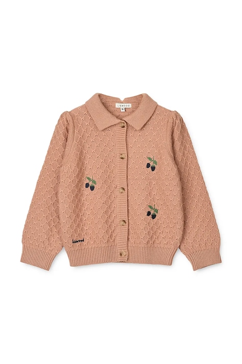 Detský kardigan s prímesou vlny Liewood Jane Knit Cardigan oranžová farba, ľahké, LW20306